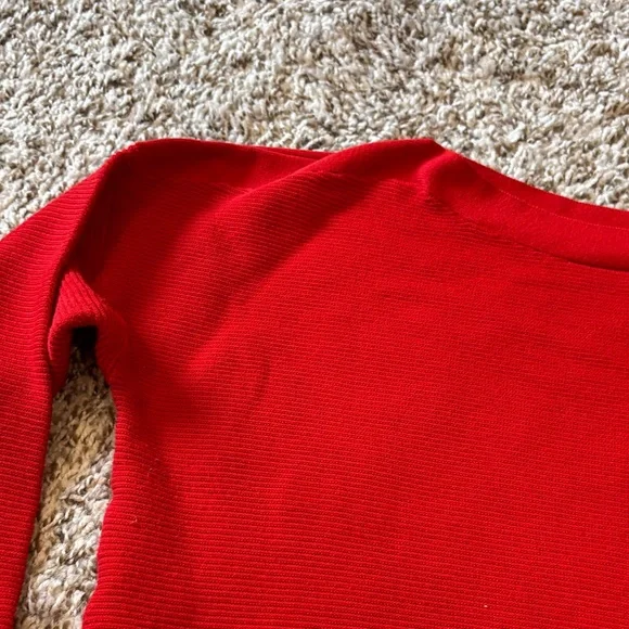 Vibrant Red Women's Sweater with Button Accents - Picture 3 of 12